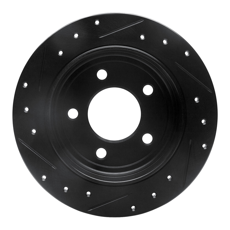 Chrysler LHS Brake Rotor (1) - Rear Right - R1 Concepts - Drilled & Slotted - Black - `93-`04